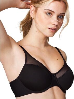 Wonderbra Black Underwire Bra Sheer Mesh Full Coverage Support Size 40C